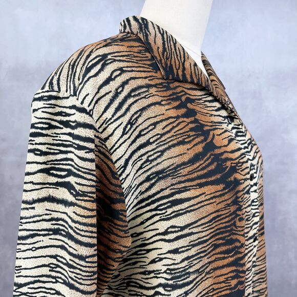 VTG Cactus Flower Womens Western Blouse Size Medium Zebra Stripe Cowgirl Rodeo - Picture 4 of 8